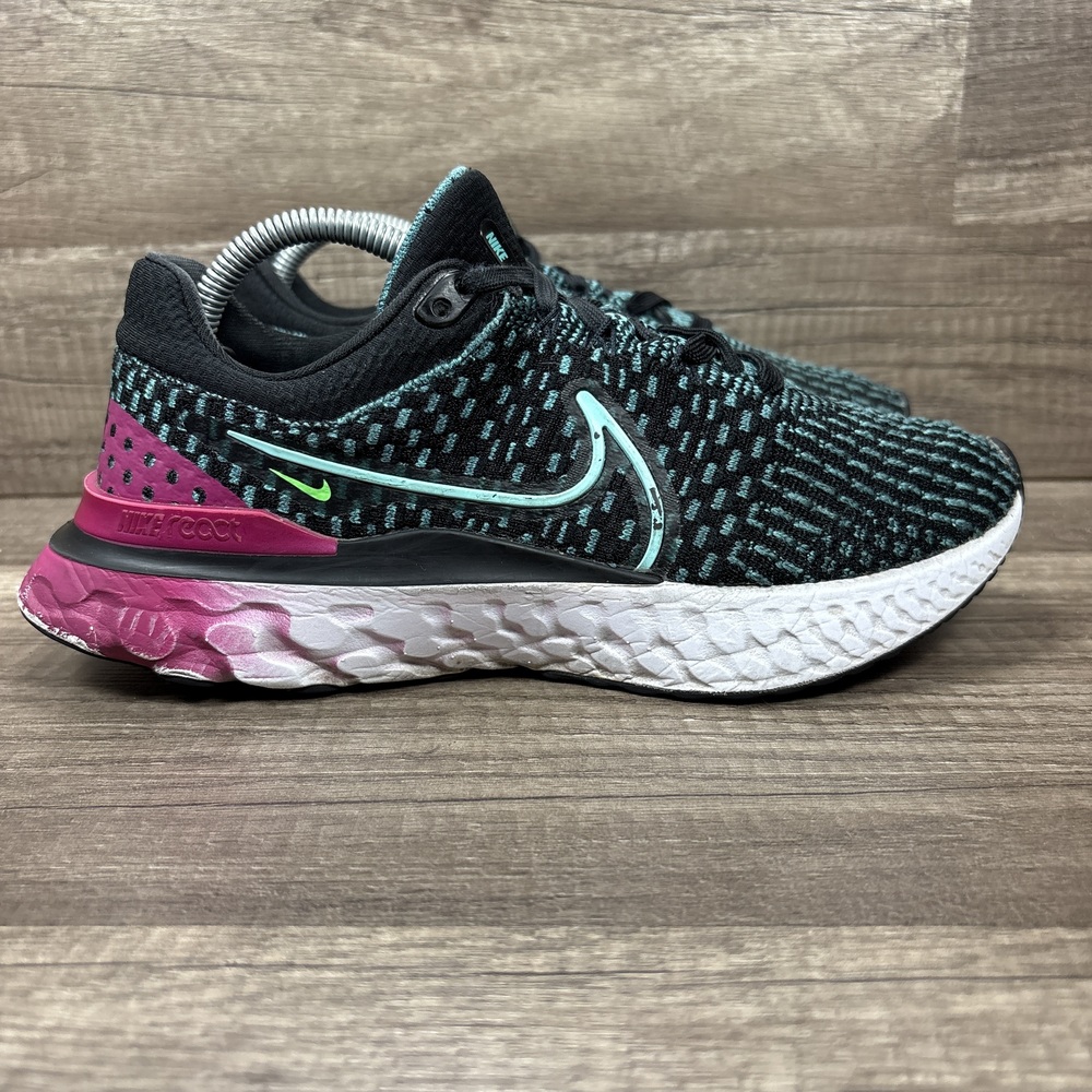 Nike React Infinity Run Flyknit 3 Black Blue Womens Size 7 DD3024-003 Running